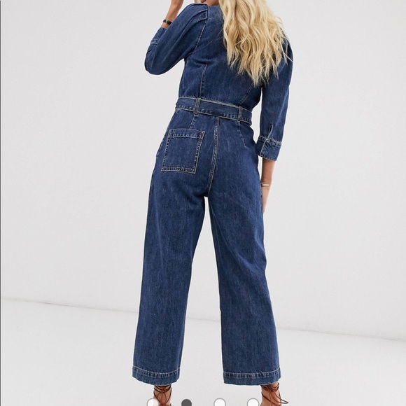 Los Angeles & Other Stories denim jumpsuit with tie waist, size US 0 - Picture 2 of 10